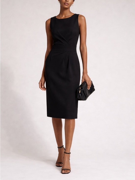 Calvin Klein Dresses & Skirts - Calvin Klein Black Sheath Midi Dress Size 4 Career Cocktail Chic